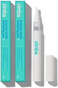 Zimba Travel Teeth Whitening Pen - Effective, Travel-Friendly, and Easy to Use Gel Whitening Pen - Stain Remover and Teeth Whitener for Coffee, Wine, Soda, and Other Stains - 2 mL Per Pen - (2 Pack)