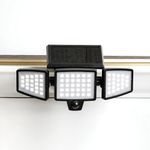 INSERT TOOLLESS PRODUCTS AMS1971 1,000-Lumen Gutter-Mount Triple-Head Solar Security Light, Black