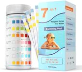 Pool and Spa Test Strips Hot Tub Test Strips, 100 Strips Pack for pH,Free Chlorine, Bromine, Cyanuric Acid, Total Alkalinit and Total Hardness of Water, Accurate 7 in 1 Pool Water Test Strips Kit