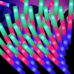 SHQDD Glow Sticks Bulk, 100 Pcs LED Foam Sticks with 3 Modes Colorful Flashing, Glow in the Dark Party Supplies for Wedding, Raves, Concert, Party, Camping