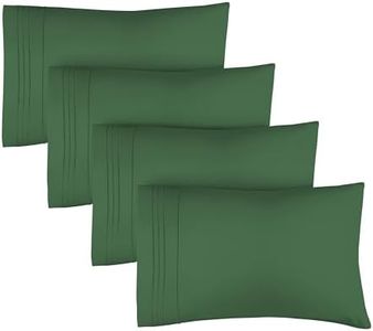 King Size Pillow Cases Set of 4 - Extra Soft Pack of 4 Pillowcase Covers - Hotel Luxury Pillowcases - Machine Washable Pillow Protectors - 20x40 Pillow Cases 4 Piece - King Emerald Green Pillow Covers