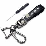 ARKOSKNIGHT Car logo Key Chain,Genuine Leather Keychain,Car Keychain for Women Men, Llncoin Black, Default