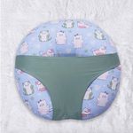 KRADYL KROFT 5In1 Baby Feeding Pillow With 100% Cotton Detachable Cover|With Belt&Baby Hoop|Breastfeeding Pillow|Nursing Pillow (Kitty Love) Green