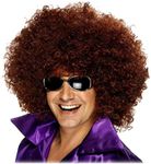 United States of Oh My Gosh Afro Wig 70s Fancy Dress – 80s Wigs for Men and Women One-Size | Curly Short Brown Wig Heat Resistant | Fancy Costume for Party Novelty | Funky Disco Hippie Dress up