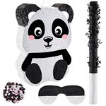 4 Pcs Panda Pinata, Panda Pinata Stick with Stick Confetti and Blindfold, Panda Birthday Party Supplies Candy Safari Animal Pinata for Girl Boy Baby Shower Adults Birthday Party Game Decorations