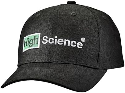 HIGH SCIENCE® Black Curved Brim Baseball Hat with Embroidered Logo - 100% Cotton Adjustable Hat for Men and Women - Unisex Black Ball Cap with Metal Slider Closure - One Size Fits All Adjustable Cap