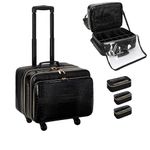 Rolling Makeup Train Case, 18" Carry On Travel Cosmetic Organizer Suitcase,Extra Large Trolley Makeup Storage Case On Wheels,3 Layers with 3pcs Traveling Bags for Hairstylist Cosmetology Artist