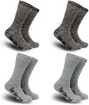 Time May Tell Mens Merino Wool Hiking Cushion Socks Thermal Warm Crew Winter Boot Socks Pack (2/4 Pair,6-13 Size), 2light Grey,2brown(4 Pairs), 5-9