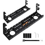2 Pack Under Desk Cable Management Tray, No Drilling Extendable Under Desk Cord Organizers for Wire Management, Power Strip Cord Holder with Clamps Mount and Adhesive Screw