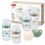 NUK for Nature Perfect Start Baby Bottle & Dummy Set, 0-6 Months, 100% Natural Raw Materials, 4 x Bottles (150 ml & 260 ml), 2 x Silicone Soothers, BPA-Free, 6 Count