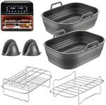 Elegancy Silicone Air Fryer Liner, Set of 6 Foldable Air Fryer Liners, Mitts & Racks 8.46inch Reusable Airfryer Baskets Silicone Liners, Accessories for Ninja AF400UK & Tower T17088 & AF500