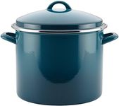 Rachael Ray 46326 Hard Enamel Nonstick Skillet 12-Quart Covered Stockpot, Marine Blue