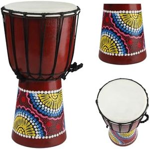 Wood Djembe Drum, 6.5'' x 12''Carved Mahogany African Drums with Goatskin Drumhead, West African Styled Professional Djembe Hand Drum for Adults Beginners