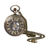 JewelryWe Steampunk Poker Pocket Watch: Men Women Vintage Round Analog Quartz Watch Classic Pendant Necklace Watch with Chain for Christmas