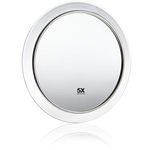 Make up mirror with 5x magnification, premium bathroom makeup mirror diameter 15 cm round with suction cup, acrylic makeup mirror for home and on the go by Fantasia