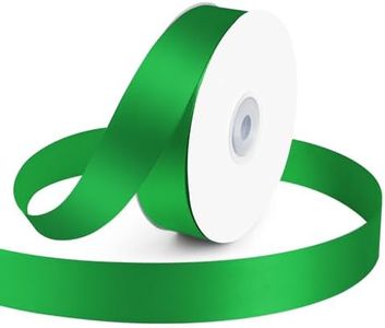 KMER LIFE 1 inch Wide x 50 Yards Green Single Faced Polyester Satin Ribbon, Green Satin Ribbon Perfect for Wedding Decor, Wreath, Crafts, Gift Wrapping & Other Projects (Green)