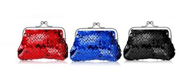 ANESHA Coin Purse Small Change Pouch Wallet for Women Girl (SEQUIN_PACK of 3)