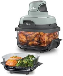 Ninja CRISPi Portable Air Fryer, 3.8L, 4-in-1: Air Fry, Roast, Keep Warm, Recrisp, Space Saving Compact Design, 2x Removable Glass Containers & Lids, 1700W, Sage FN101UKSG