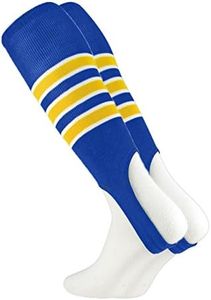 TCK Striped Baseball Stirrups Pattern D (Royal/White/Gold, Large)