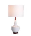 Kenroy Home 34224WH Tessa Accent Lamps, Small, White Glossy Ceramic with Wooden Base