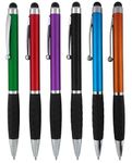 SyPen 2-in-1 Capacitive Touch Screen with Stylus Ballpoint Pen, Assorted Metallic, 6 Pack