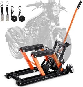 VEVOR Hydraulic Motorcycle Lift Jack 1500 LBS Capacity ATV Scissor Lift Jack Portable Motorcycle Lift Table with 4 Wheels Hydraulic Foot-Operated Hoist Stand for Motorcycle ATV UTV Powersports
