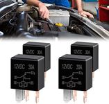 jeseny 4 Pack Car 5 Pin 12V 30A Relay, High Performance Waterproof Stable Relay, Multi-Purpose Relay Heavy Duty Standard Relay Kit, for Automotive Motor Replacement Accessories (Black)