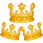 Heyu-Lotus 3 Pcs Inflatable Crown Blow up Crown Adult Fancy Dress Crown King Queen Crowns for Carnival Costume Accessory Birthday Party Coronation Stag Hen Costume Party(Large)