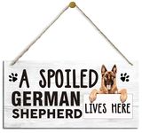 Pet Decor Signs, Decorative Wood Hanging Wood Plaque, German Shepherd Wood Sign, Rustic Door Hanger, Wall Decor Art, Farmhouse Home Decor, Dog Lover Gift, A Spoiled German Shepherd Lives Here