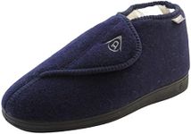 Dunlop Mens Adjustable Quick Easy Touch Fastening Orthopaedic Boot Slippers - Washable Hook and Loop Cosy Winter Bootie Slippers Men Size 9 UK