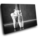 E109 Black White Ballerina Ballet Shoes Modern Canvas Wall Art Picture Prints