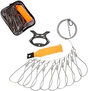 Techson Fish Stringer Kit, Portable Live Fish Large Buckle Lock, Stainless Steel Fishing Gear Accessories, Including 10 Snaps, Float, Plastic Handle and Carry Bag