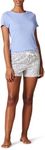 Amazon Essentials Women's Poplin Short and Sleep Tee Set, Blue Floral, Large