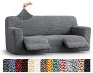 PAULATO BY GA.I.CO. Recliner Sofa Cover - Recliner Reclining Couch - Soft Polyester Fabric Slipcover - 1-Piece Form Fit Stretch Furniture Protector - Microfibra Collection - Dark Grey (Couch Cover)