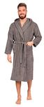 Adore Home Mens 100% Cotton Hooded Bathrobe Terry Towelling Shawl Collar Bath Robe Dressing Gown