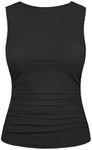 Firpearl Black Bathing Suit Tops for Women Large Bust Push Up Swimsuit with Underwire Bra Support Modest Swim Tank Top 14