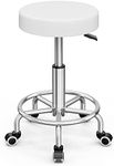 Swivel Stool Chair, Rolling Drafting Stool Chair with Height Adjustable Base for Office and Massage Spa Medical Salon Tattoo Beauty Barber (White)