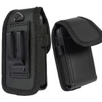 Ranyi for ANS F30 Flip Phone Case, ANS F30 Case, Black Elastic Vegan Leather Wallet Holster Case with [Belt Metal Loop Clip] Magnetic Closure Design Wallet Protection Case for ANS F30 Flip Phone
