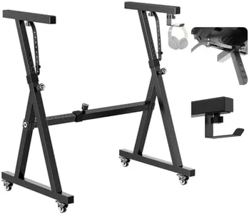 OUKMIC Stands Keyboard Stand with Wheels, Black Z Style Adjustable & Portable Rolling Digital Piano Stand Professional Sturdy Heavy Duty Fits 54/61/76/88 Keys Musical Electric Pianos