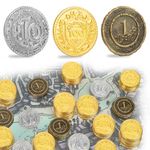 Byhoo 30 PCS Metal DND Coins, 1.2" Gold Silver Copper Tokens with Face Value for Board Game and Tabletop RPG, Fantasy Metal Coins for Pirate Game Party Cosplay