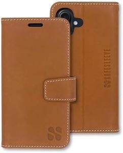 SafeSleeve EMF Protection Anti Radiation for iPhone 17 - Vegan Leather iPhone 17 Case with Card Holder, Military-Grade Shielding, 3-Card Slots with Built-in Stand (Genuine Leather)