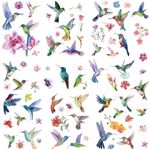 CRASPIRE 8 Styles Hummingbird Wall Stickers Plant Flower Stickers Bird Window Stickers PVC Waterproof Self Adhesive Wall Decals Removable for Window Decor Clings Housewarming Gift Home Decoration