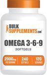 BulkSupplements.com Omega 3-6-9 Softgels - Triple Omega Supplement, with Omega 6 & 9, with Fish Oil Omega 3-2 Softgels per Serving, 120-Day Supply, 240 Softgels (Pack of 1)