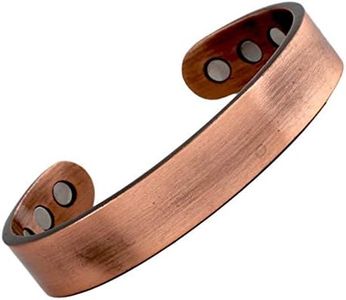 Reevaria - Pure Copper Plain Magnetic Heavyweight Cuff Bracelet Men 8 Magnets 3500 Gauss- Recovery Pain Relief - Arthritis, Golf Other Sports, Carpal Tunnel
