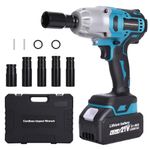 blayram Cordless Impact Wrench 1/2 Inch, Impact Gun Torque 480 Ft-lbs(650N.m) 3300RPM with Brushless Motor, Power Impact Wrenches with 21V 4.0 Li-ion Battery, 5 Sockets