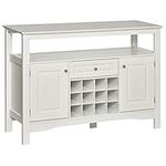 HOMCOM Sideboard Buffet Credenza Storage Cabinet with Drawer and Removable Wine Rack, White