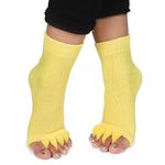 Aegon Foot Alignment Socks Cotton | 5 Toe Separator | For Foot Pain Relief | Bunion Corrector | Hallux Valgus | Plantar Fasciitis | 1 Pair (Yellow)