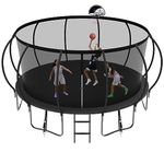 YORIN Tranpoline 12FT Tranpoline for Kids and Adults 1200LBS Recreational Tranpoline with Basketball Hoop, Enclosure Net, Back Yard Heavy Duty Outdoor Pumpkin Tranpolines, ASTM Approved