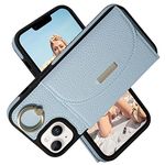 Keallce Case for iPhone 14 Plus 6.7'' 5G, Flip Leather Wallet Case with 4 Card Slots, Stand Ring Holder Kickstand, Protective Folio Phone Cover Women Ladies Compatible with iPhone 14 Plus 2022, Blue