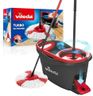 Vileda Turbo 2-in-1 Microfibre Spin Mop And Bucket Set, Spin Mop For Cleaning Floors, Set Of 1x Mop And 1x Bucket, Eco Packaging, Telescopic handle 85-123cm, 2in1 microfibre mop head